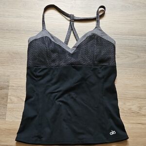 ALO Yoga Black and Gray Strappy Tank
